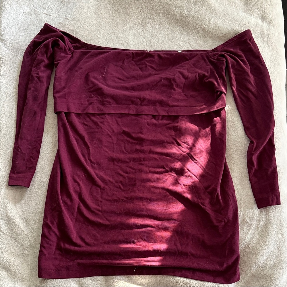 H&M Burgundy Long Sleeve Dress